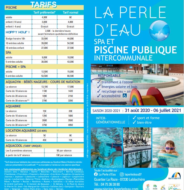 Piscine Intercommunale - Complexe aquatique la Perle d'eau à Lablachère -  EQUIPEMENT - Office de Tourisme Cévennes d'Ardèche